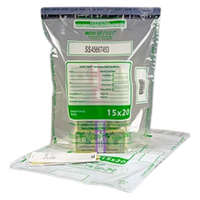 Novolex SSD1520C clear 15 x 20 inch tamper-evident deposit bag with printed barcode fields and VOID closure