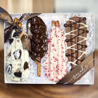 Sarah’s Gourmet Adventurer gift box with Cookies-N-Cream, Triple Chocolate and seasonal pretzels