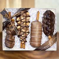 Sarah’s Gourmet Nut Caramel Lovers gift box with caramel, peanut butter and turtle pretzels