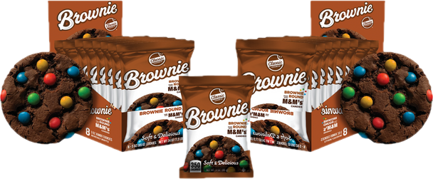 Classic Cookie Soft Baked Brownie Rounds made with M&M's® Candies, 2 Boxes, 16 Individually Wrapped Brownies